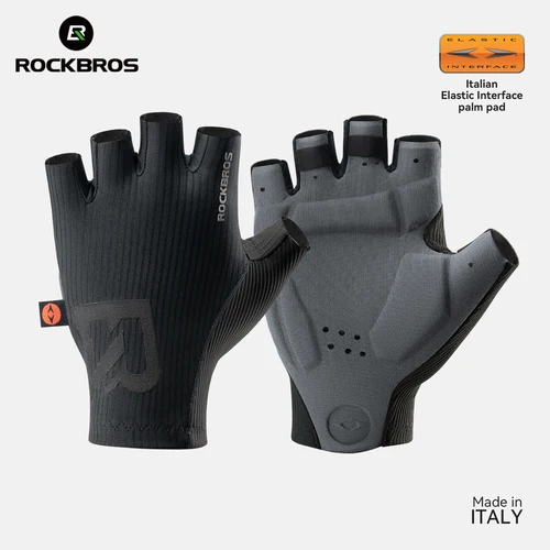 Guantes de ciclismo ROCKBROS, guantes de medio dedo a prueba de golpes para bicicleta, guantes cortos transpirables antigolpes para bicicleta, guantes de verano de alta elasticidad