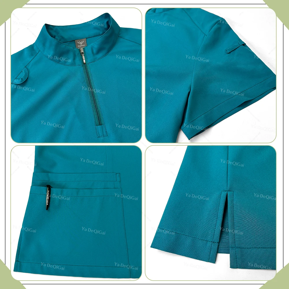 Esticar enfermeira uniformes cirúrgicos, roupas de trabalho de barbeiro esteticista, Doctor Workwear, Hospital Medical Scrubs Set, Acessórios de enfermagem