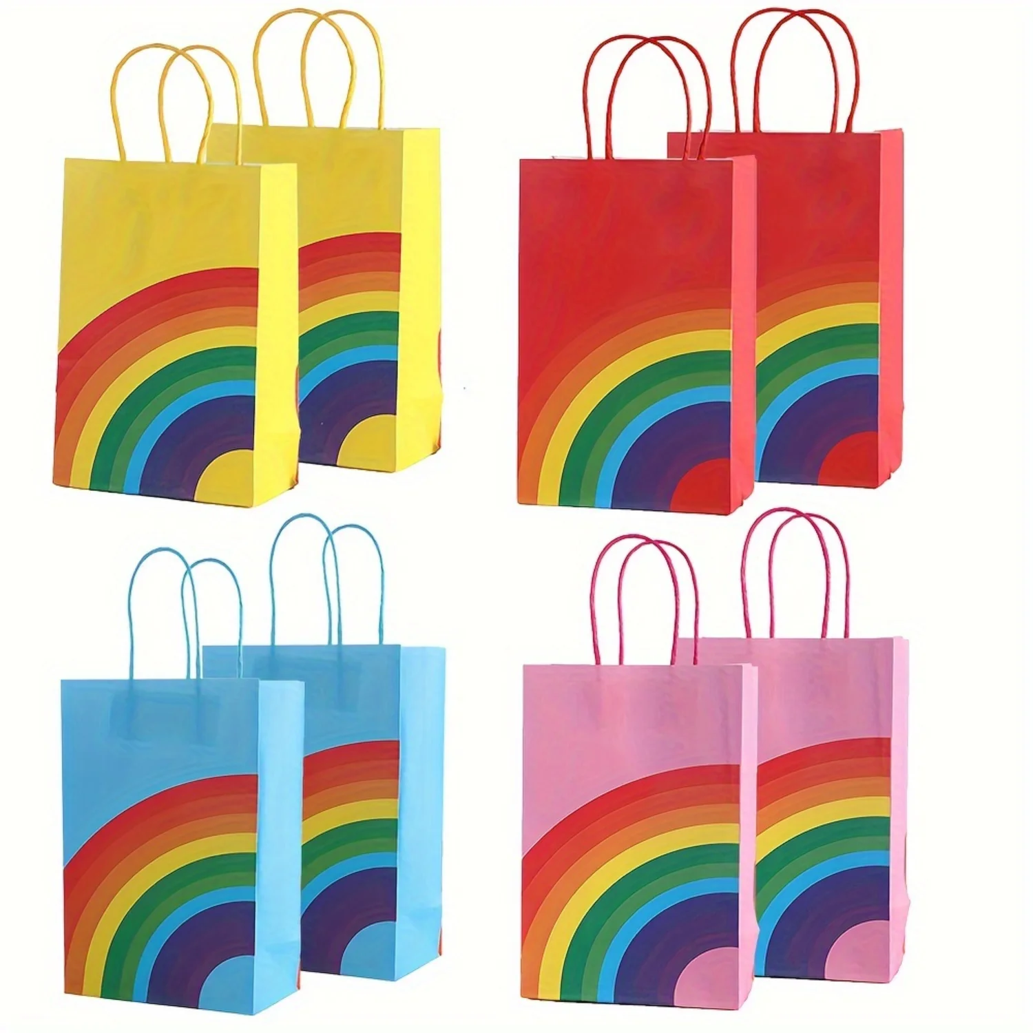 

24pcs, Present Bags Birthday Candy Bags With Handles Goodie Treat Gift Bags Colorful Cloud Paper Gift Wrap Bags For Supplies,