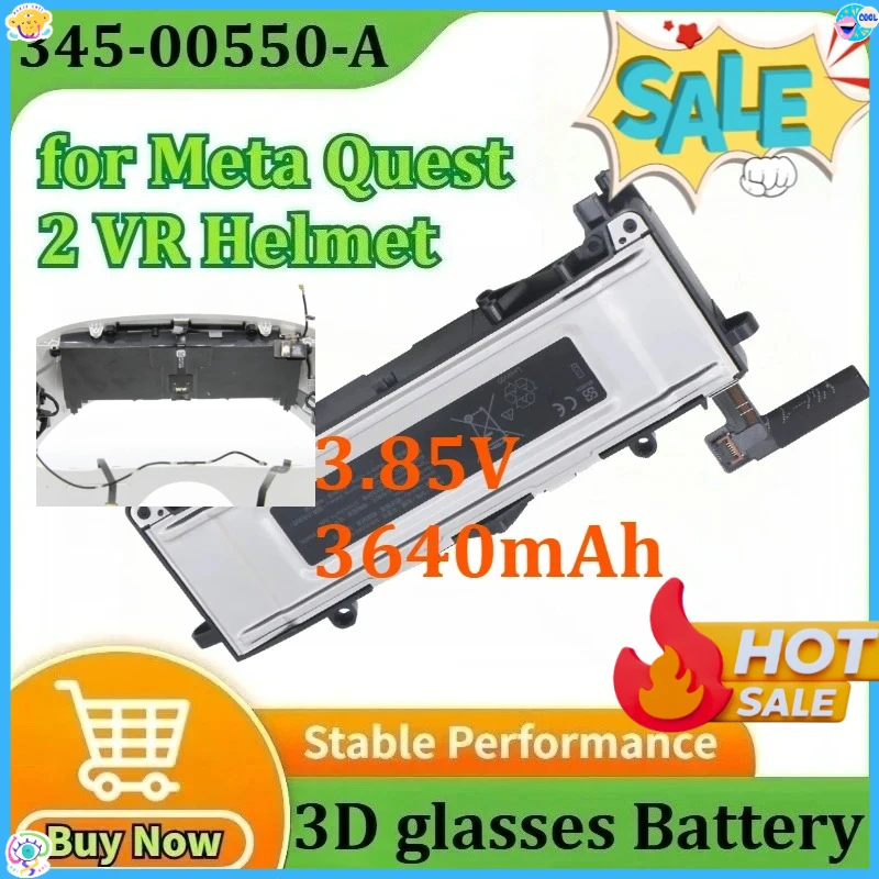 

For Meta for Oculus Quest2 VR All-in-one 3D Glasses Battery 345-00550-A 3.85V 3640mAh