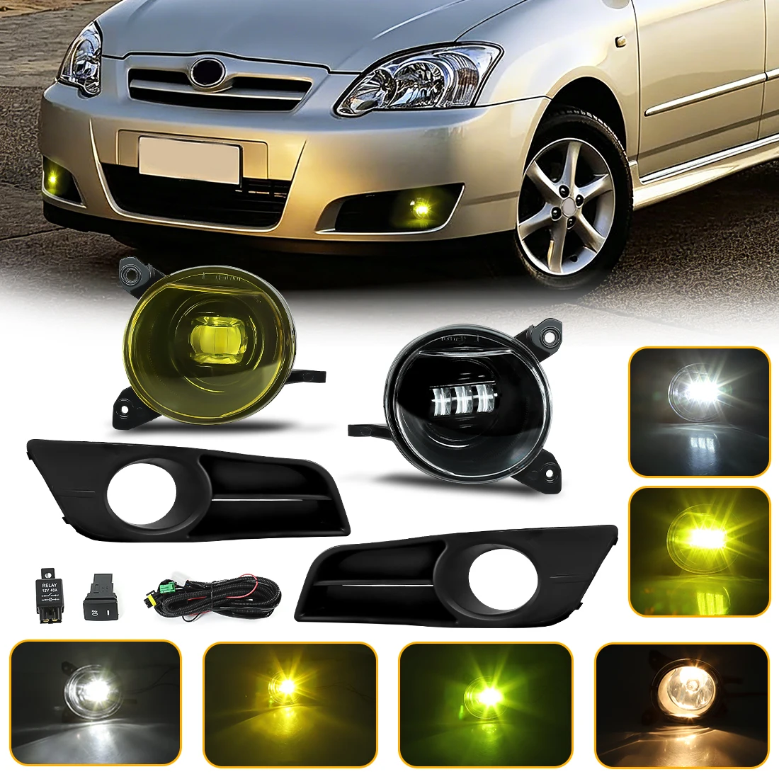 LED Fog Lamp Assembly Kit For Toyota Corolla European Version 2004 2005 2006 Fog Driving Light Kit Daytime Running Light 12V