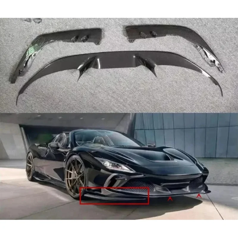 Real Carbon Fiber Front Bumper Lip Spoiler Side Angle Cover F8 Tributo Spider 2019-2025