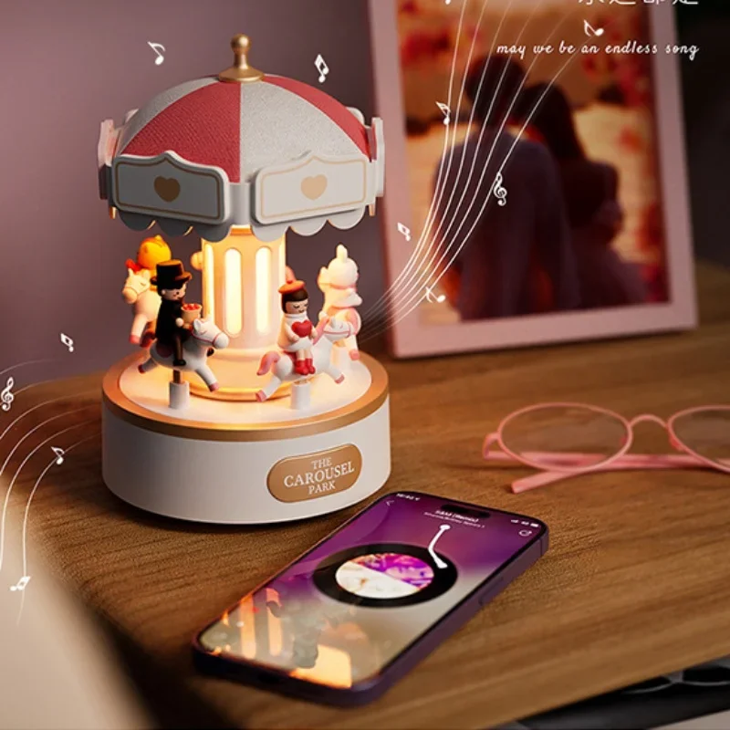 Carousel Home Theater LED Night Light Music Box Christmas Gift USB High Power Sound Box Caixa De Som Bluetooth Speaker Soundbar