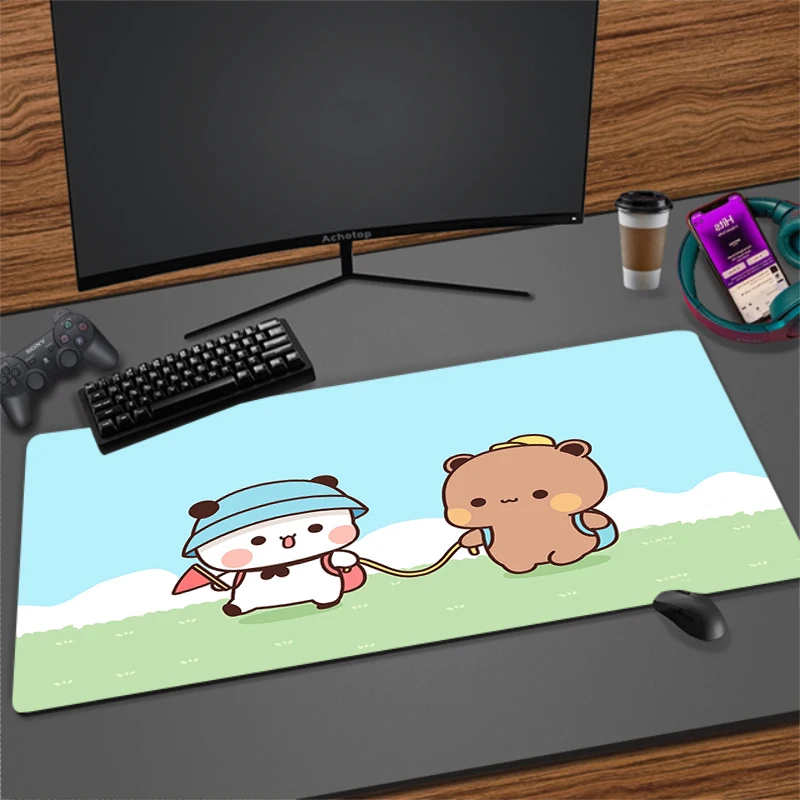 Kawaii Bear Mouse Pad Yi Er He Bu Bu Bu Mousepads XL Large Desk Mat Cute Mouse Pads Gamer Anime Dog Gaming Accessories Play Mats