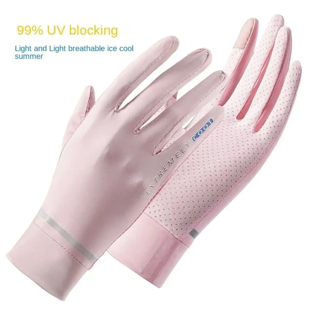 جديد رقيقة قفازات الحماية من الشمس تنفس أصابع قفازات الحرير الجليد شاشة تعمل باللمس المضادة للأشعة فوق البنفسجية قفازات الصيف لركوب الدراجات والقيادة