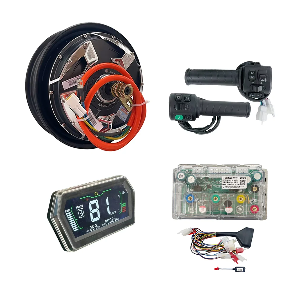 QSMOTOR 10 Inch 2000W Motor With ND72X80 Controller LCD Speedometer Set Reach 80km/h 3000rpm Brushless Commutation