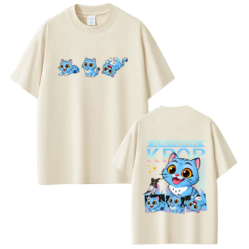 Kpop Demon Hunters Derpy Tiger Graphic Print T-shirt Men Women Clothing Fashion Cartoon Trend T Shirts Male Vintage Streetwear
