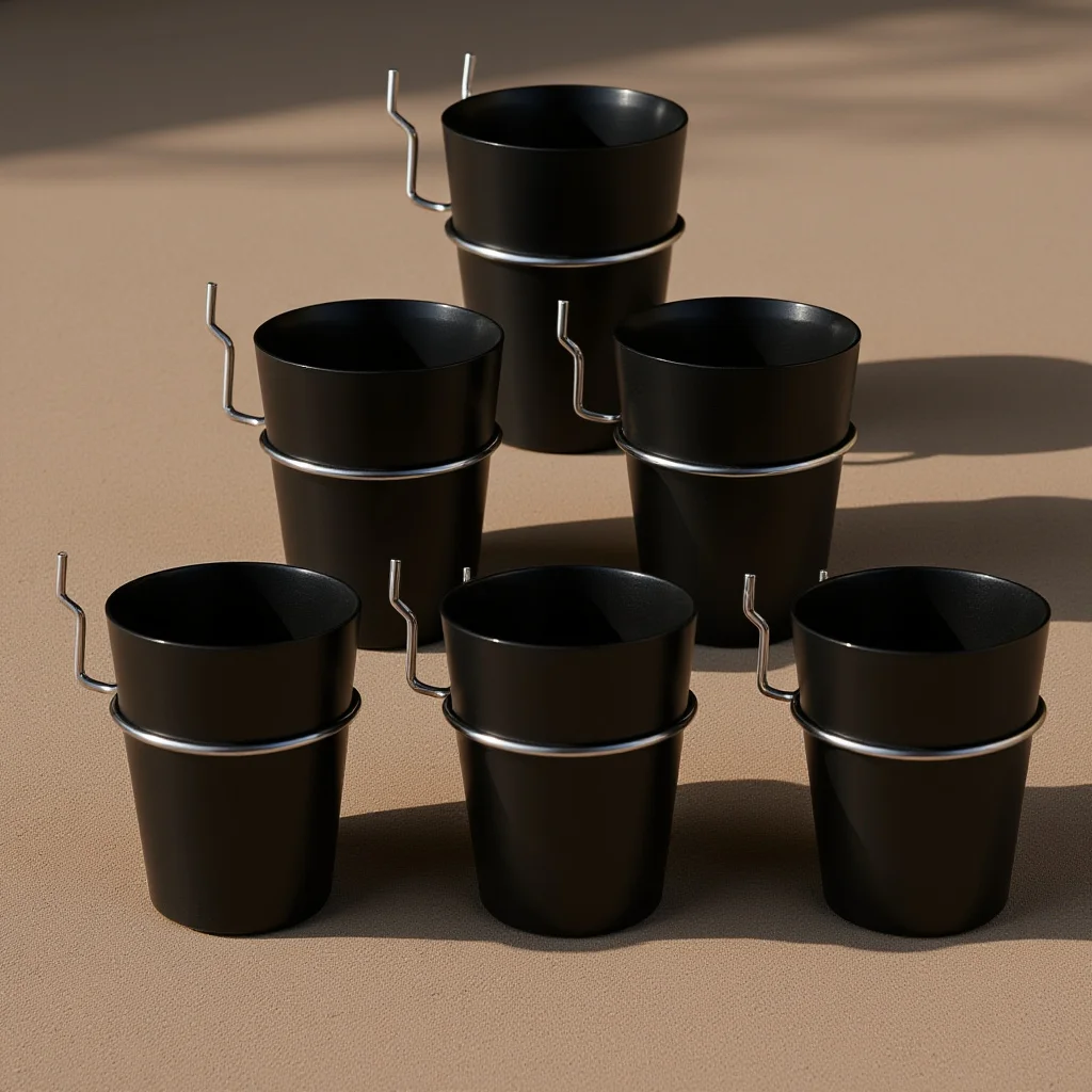 

JECOMPRIS 6 Pcs Pegboard Cup Holder Set with Hooks for Garage Office Organization Easy Install Iron ABS Material