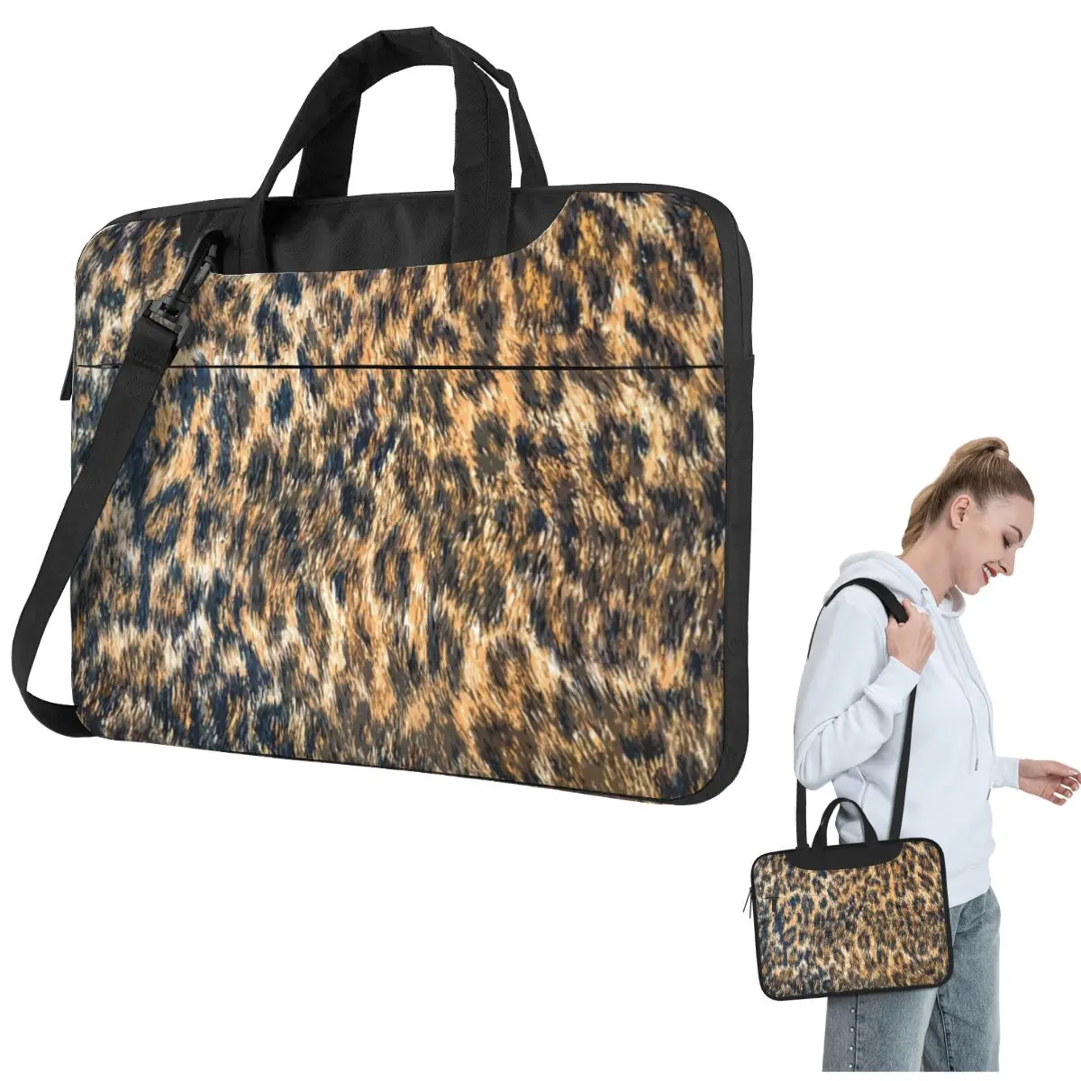

Leopard Cheetah Fur Wildlife Print Laptop Bag Protective Case Computer Bag 13 14 15.6 Inch Laptop Pouch For Macbook Pro Air