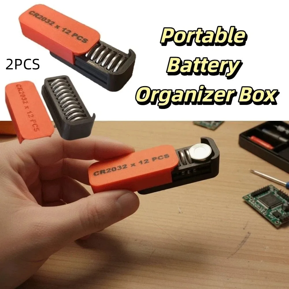 12 Pcs Capacity CR2032 Battery Storage Case Shockproof Design Portable Size Button Battery Organizer Secure Holder