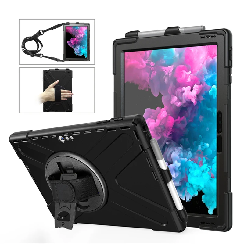Case For Microsoft Surface Pro 7/6/5/4 Gen Tablet Full Protective Silicone Cover 12.3 inch Pencil Holder Build-in Stand Handheld