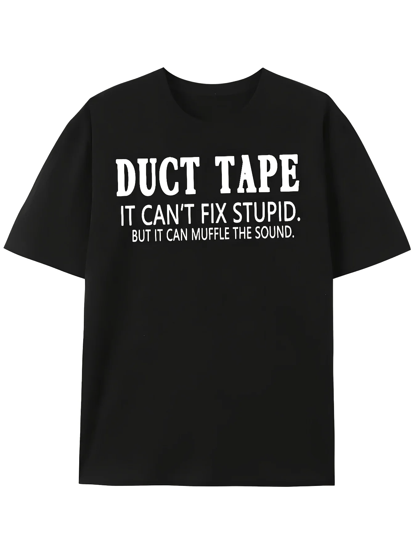 

Men's Funny Tape Pattern T-Shirt with the Saying, "Tape It Can'T Fix Things," Black Crew Neck Street Style T-Shirt, Casual T-Shirt Suitable for Daily Wear and Parties, All-Season Comfortable Fit Adult Men's Clothing, Party Outfit, Humorous Printed Top, Co