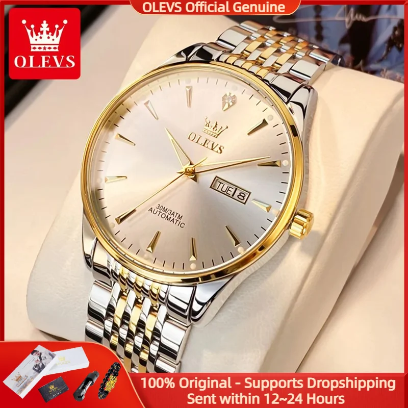 OLEVS 6635 Men Watch Fully Automatic Mechanical Watch Top Luxury Brand Waterproof Dual Calendar Watch Business Sports Men Watch