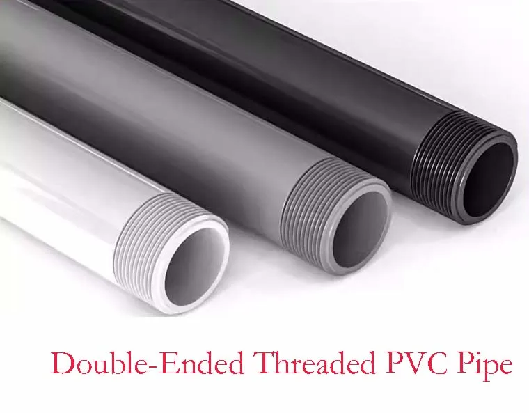 Length 200mm 500mm UPVC Tube White/Gary Double-Ended Threaded PVC Pipe External Threaded Plastic Pipe O.D 20/ 25/32/40/50/63mm