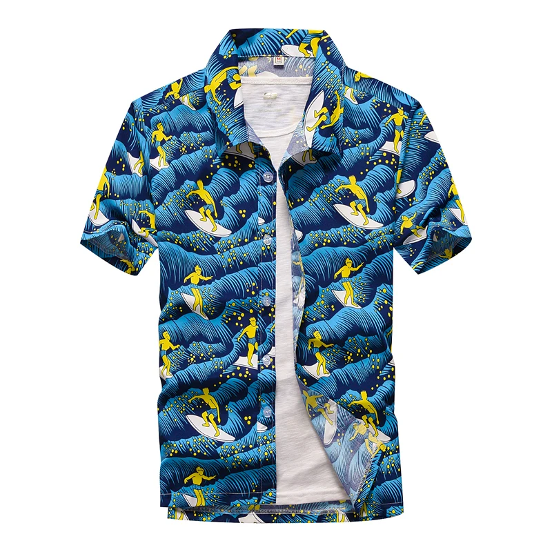 Hawaiian Mens Coconut Casual Colorful Floral Shirt Printed Fashion Vacation Beachwear Streetwear Short Sleeve Plus Size