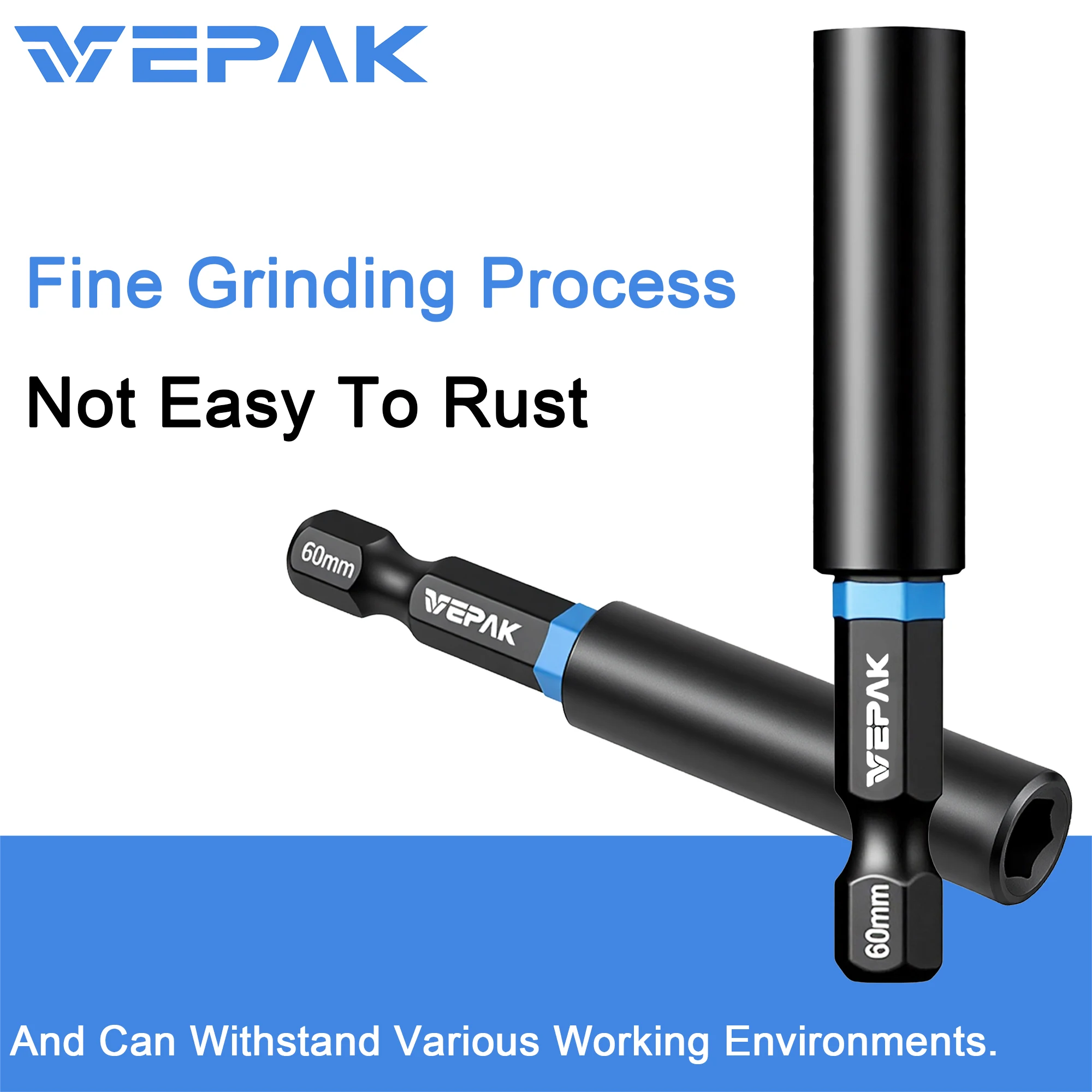 VEPAK Impact Screwdriver Bit Holder Set Hexagonal Handle S2 Steel High Hardness Anti-slip Tool Attachments VP1BT60-M VP1BT60-SL