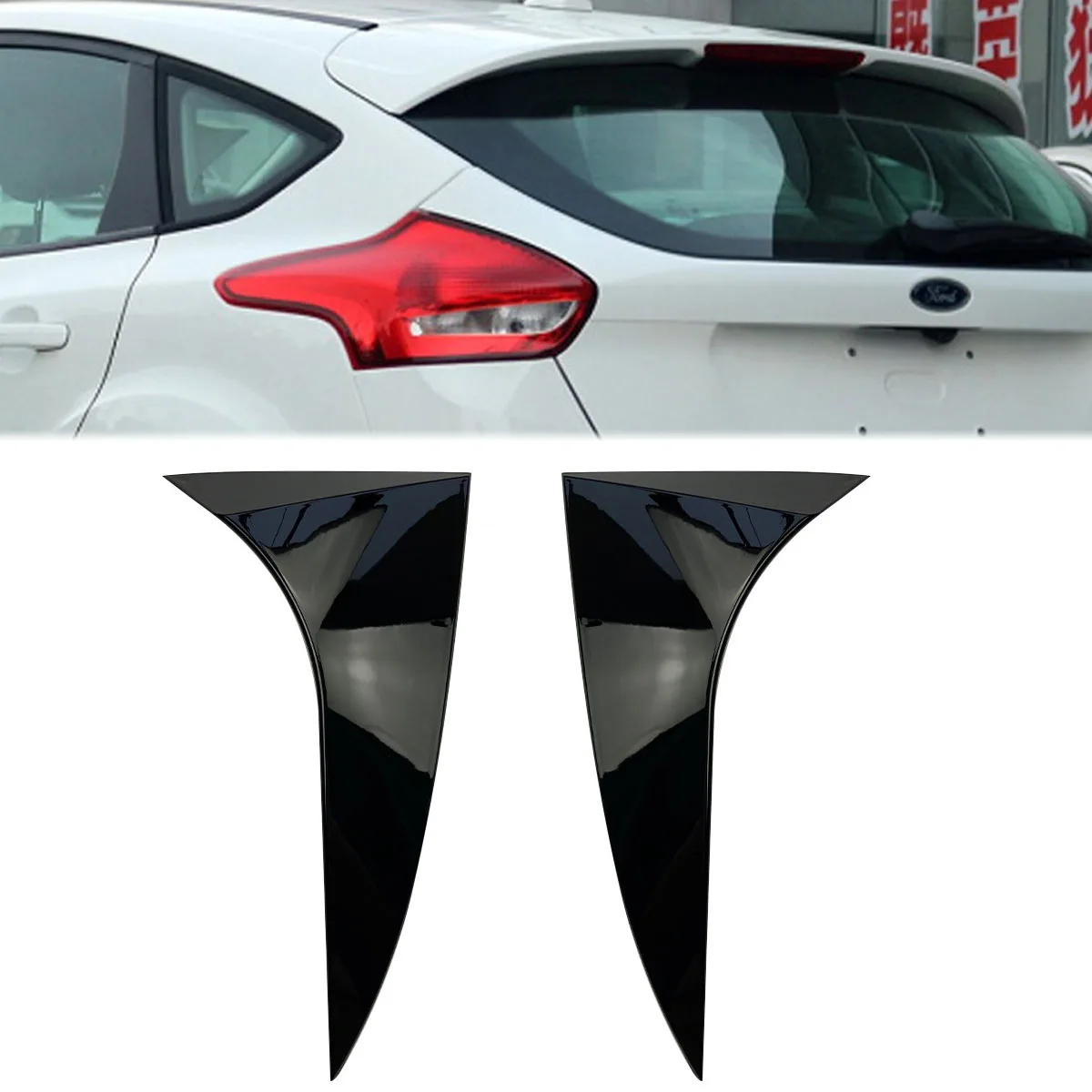 Pair Rear Window Spoiler Splitters Side Trim Sticker Aprons Canards Body Kit for Ford Focus Hatchback 2015-2018 Car Accessories