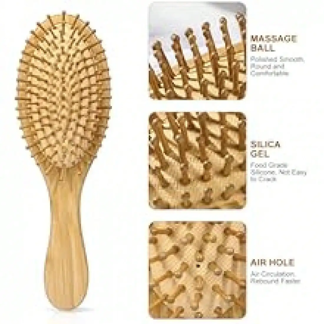 

1 Pc Mini Air Cushion Comb, Natural Bamboo Comb Paddle Detangling Hairbrush, Suit &Men, Thick/Thin/Curly/Dry Hair, Portable Hair Brush/Hair Comb, Halloween Presents, Christmas Gifts, Brushes, Hairbrush Hair Products, Slick Back Brush, Comb,