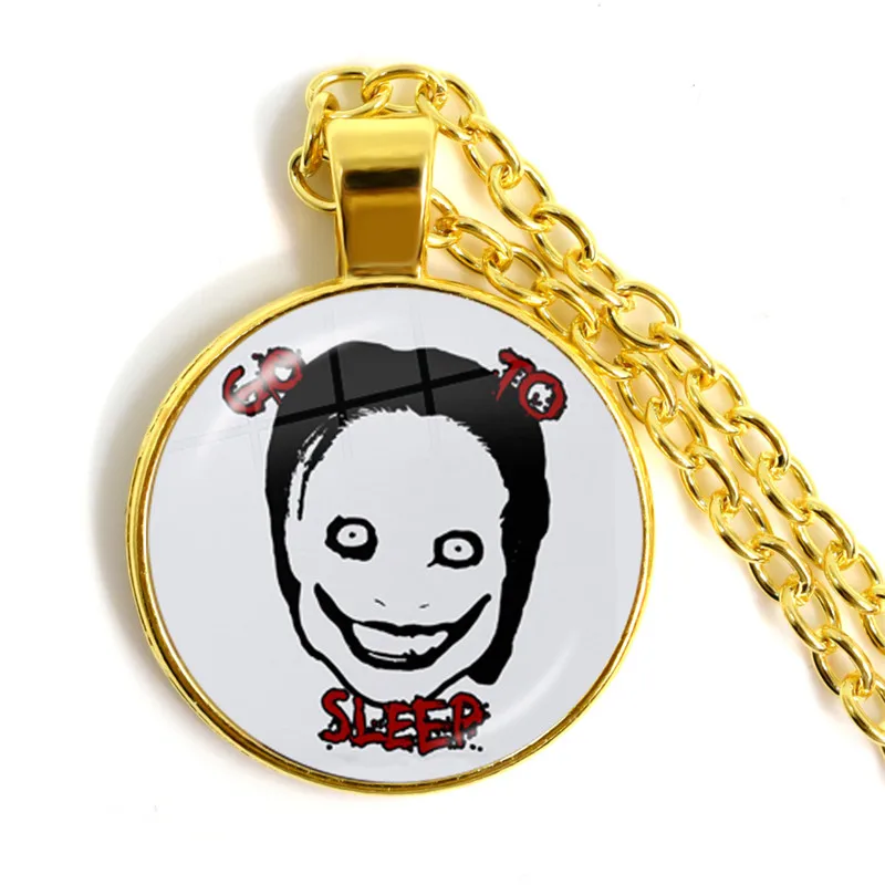 2021 neue Jeff und Jane Die Mörder Anhänger Halskette Creepypasta Creepy Pasta Ticci Toby Mode Glas Cabochon Halskette