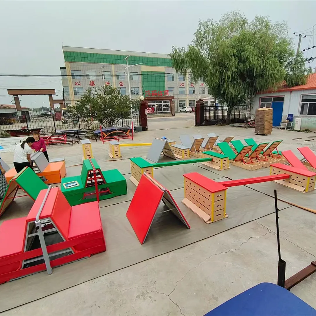 Children's physical fitness wooden parkour equipment combination sensory integration training climbing wall