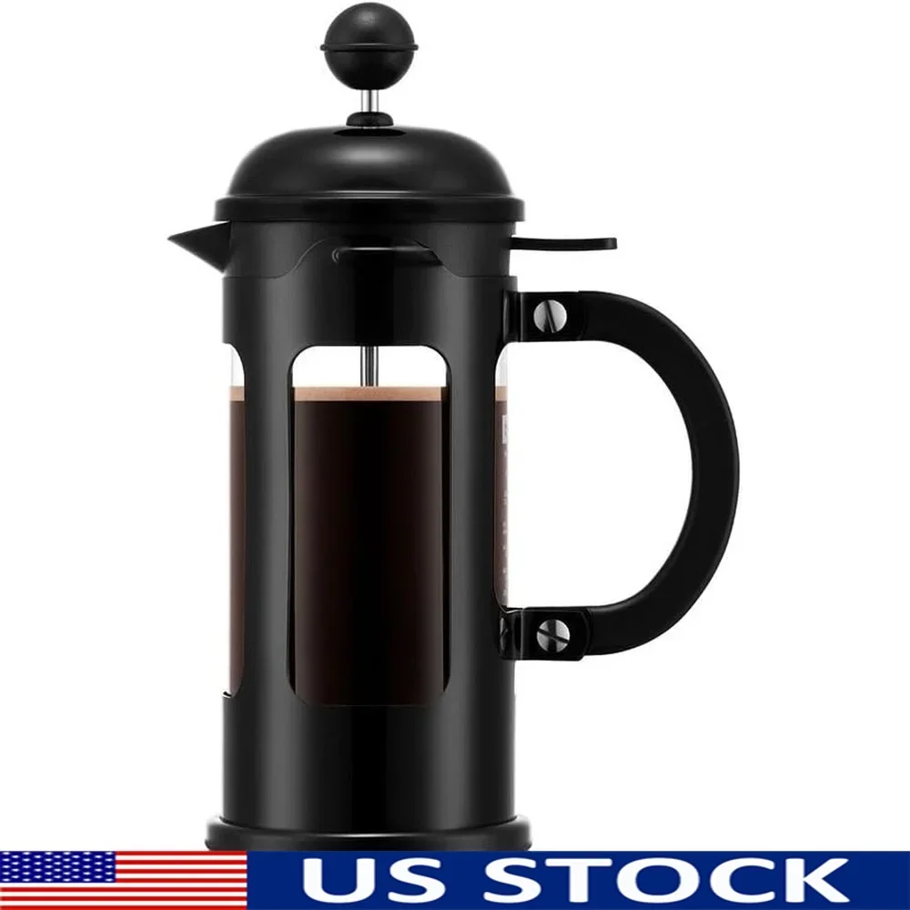 

Кофеварка френч-пресс на 12 унций, высокотемпературная запирающая крышка из боросиликатного стекла, нержавеющая сталь, прочный дизайн, экологически чистый фильтр