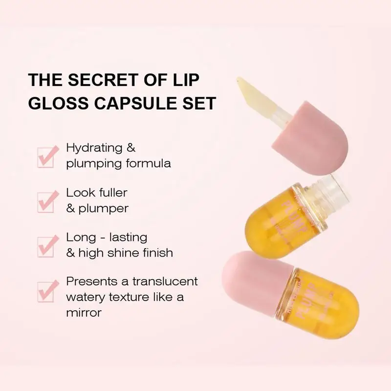 Hydrating Lip Gloss Lip Care Products Liquid Lip Stain Jelly Lip Oil Waterproof Transparent Jelly Moisturizing Plumping Lip Oil