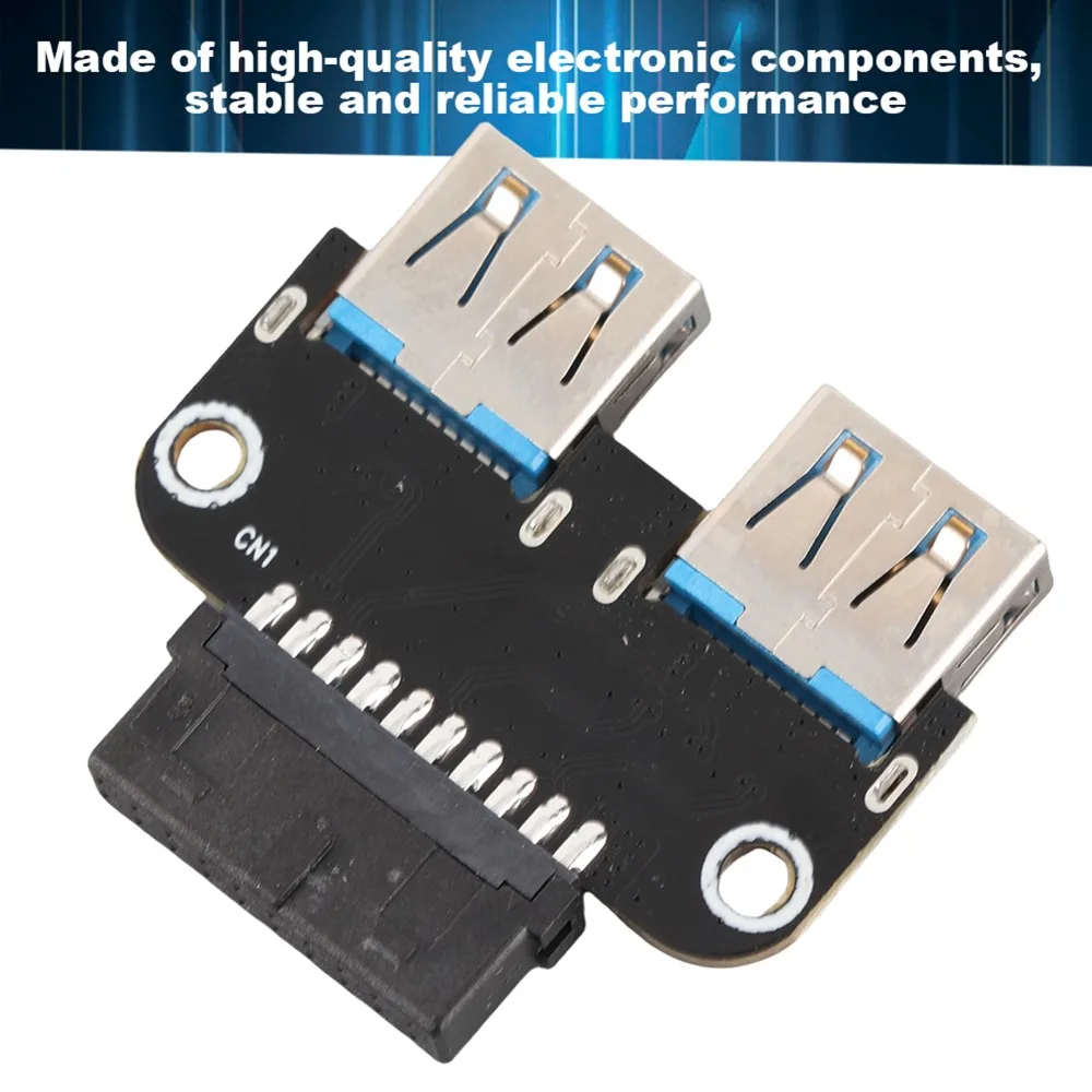 Practical Plug and Play USB 3.0 Adapter 19PIN / 20PIN Dual Port USB Extension Adapter Internal USB Adapter Desktop PC