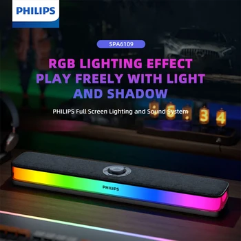 Philips SPA6109 Gaming Desktop Soundbar Full Screen RGB Noise Reduction Speaker with Mic W