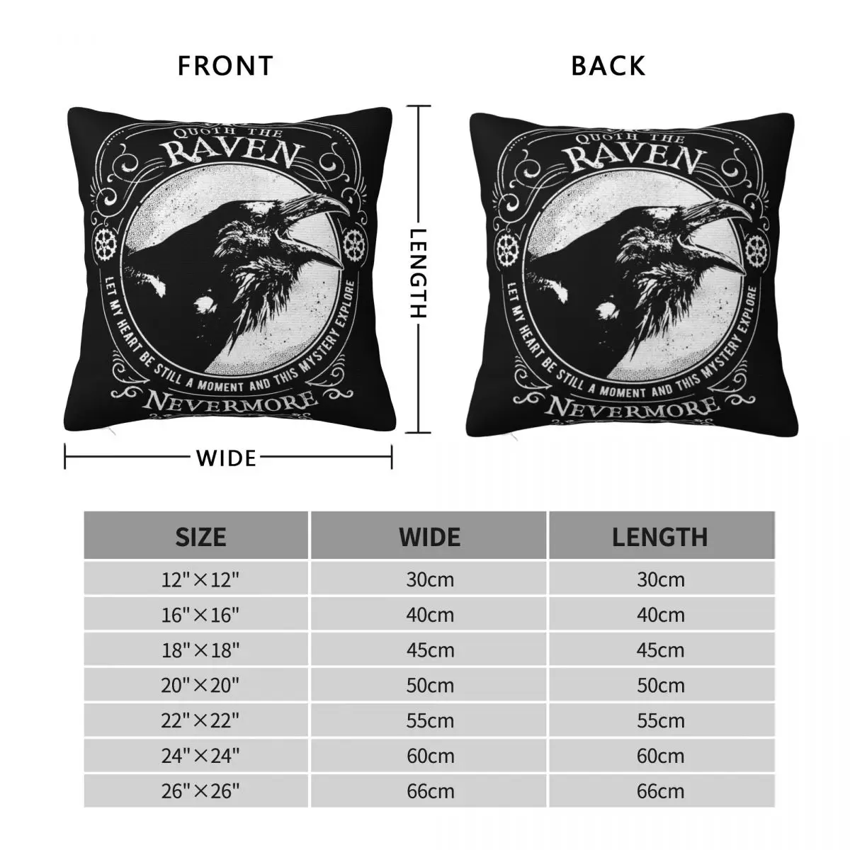 Nevermore-Taie d'oreiller carrée en polyester, lin, velours, motif, fermeture éclair, décoratif, chambre, housse de coussin, 18 ", corbeau, Allen, Poe, vente en gros