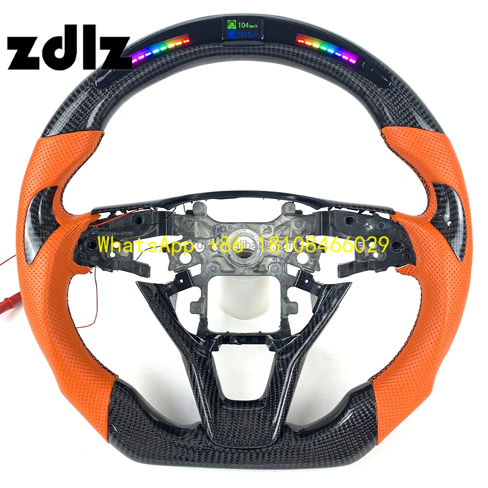 

Индивидуальный оранжевый перфорированный кожаный руль из углеродного волокна со светодиодной подсветкой 2021 2022 2023 для Honda Accord Gen 10th автомобильный руль