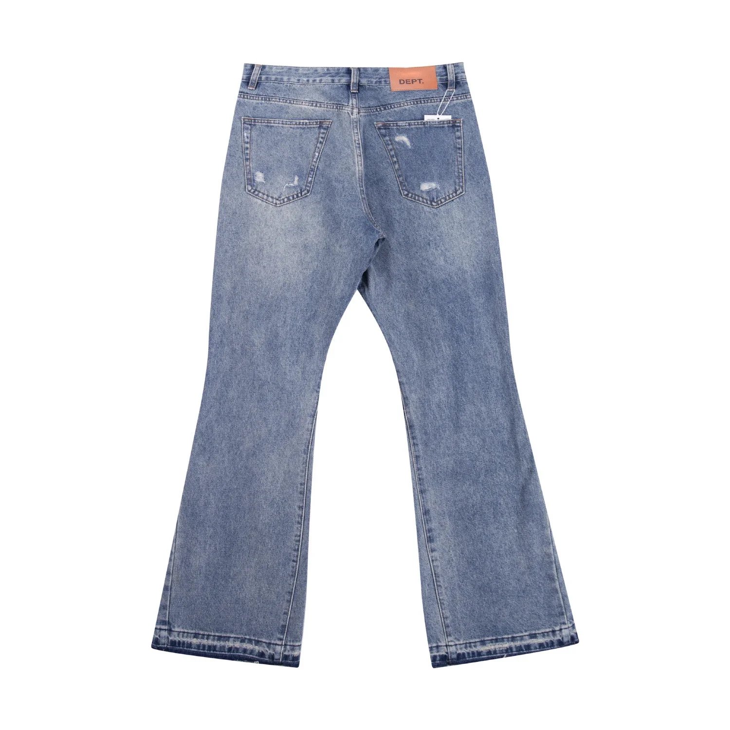 قسم جينز أزرق مغسول بفتحات مكسورة، جيوب كاجوال للرجال والنساء في شارع العليا، سروال بأزرار سفلية #6