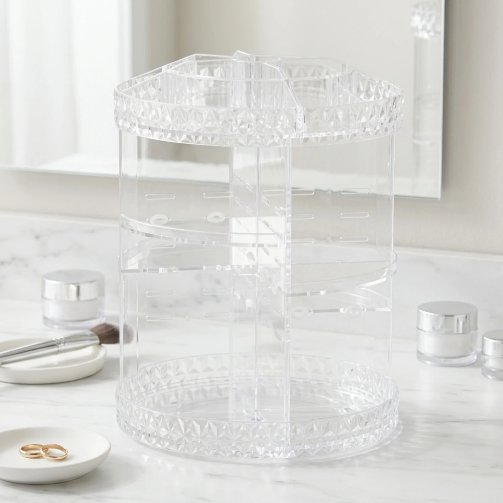 cosmetic-storage-holder-clear-rotating-organizer-spinning-organizer-multi-compartment-for-makeup-lovers-dressing-table