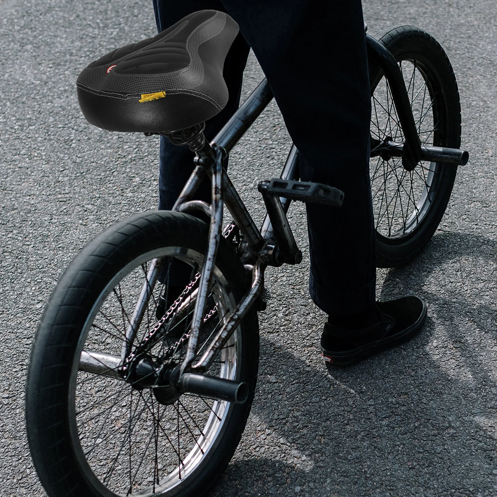 

Black Electric Bike Seat Big Butt Saddle Ergonomic Design for Mountain Cycling Durable Stable Saddle