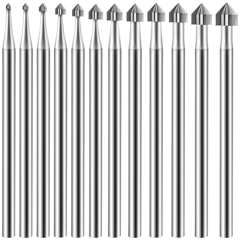 

A96Q-12Pcs Cylinder Cone Shape Carving Burr Sets Jewelry Burr Setsshank Jewelry Making Stone Setting Burs For Lapidary