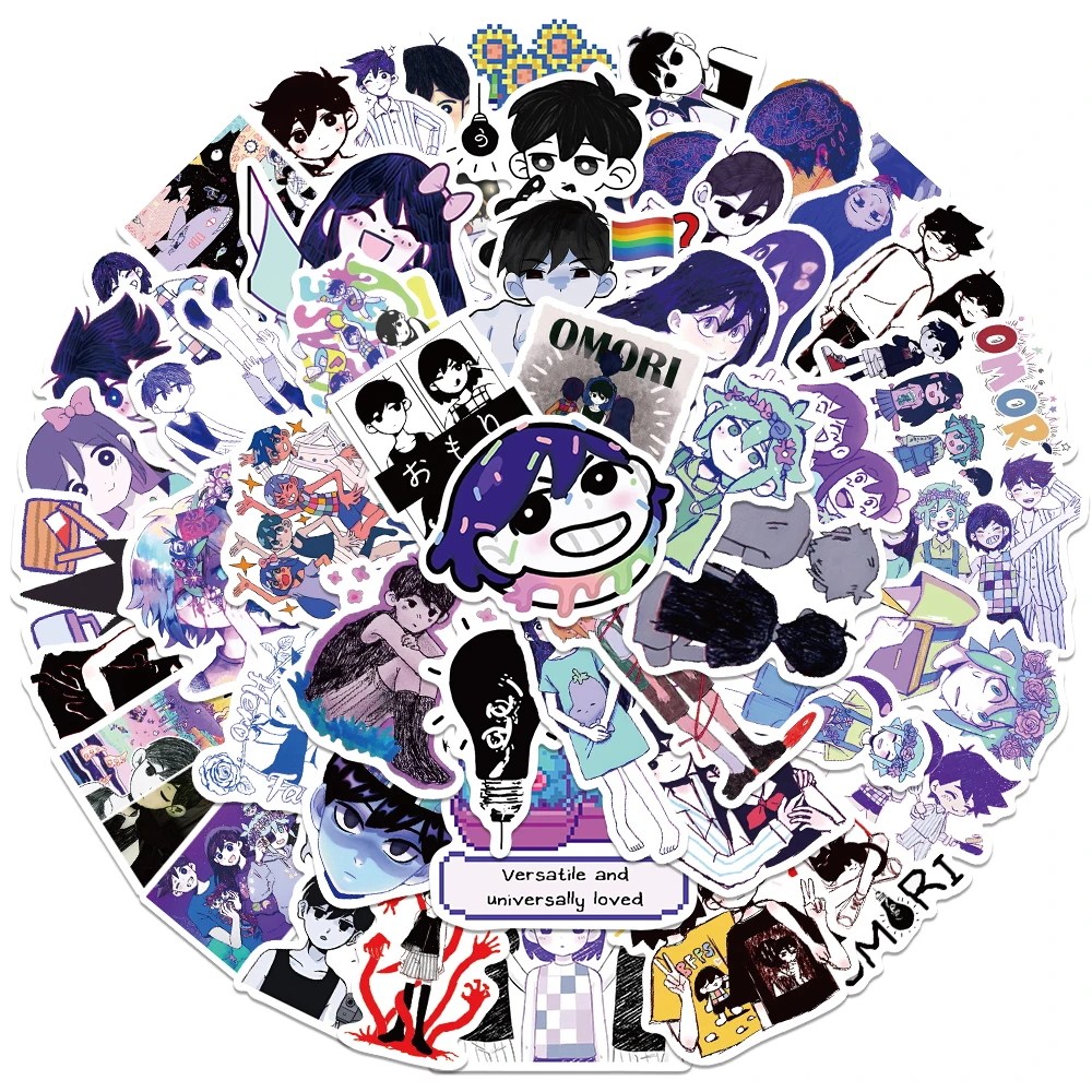 50pcs Funny Cute Cartoon Game Omori Graffiti Stickers For Laptop Water Bottle Luggage Notebook Waterproof Vinyl Decals