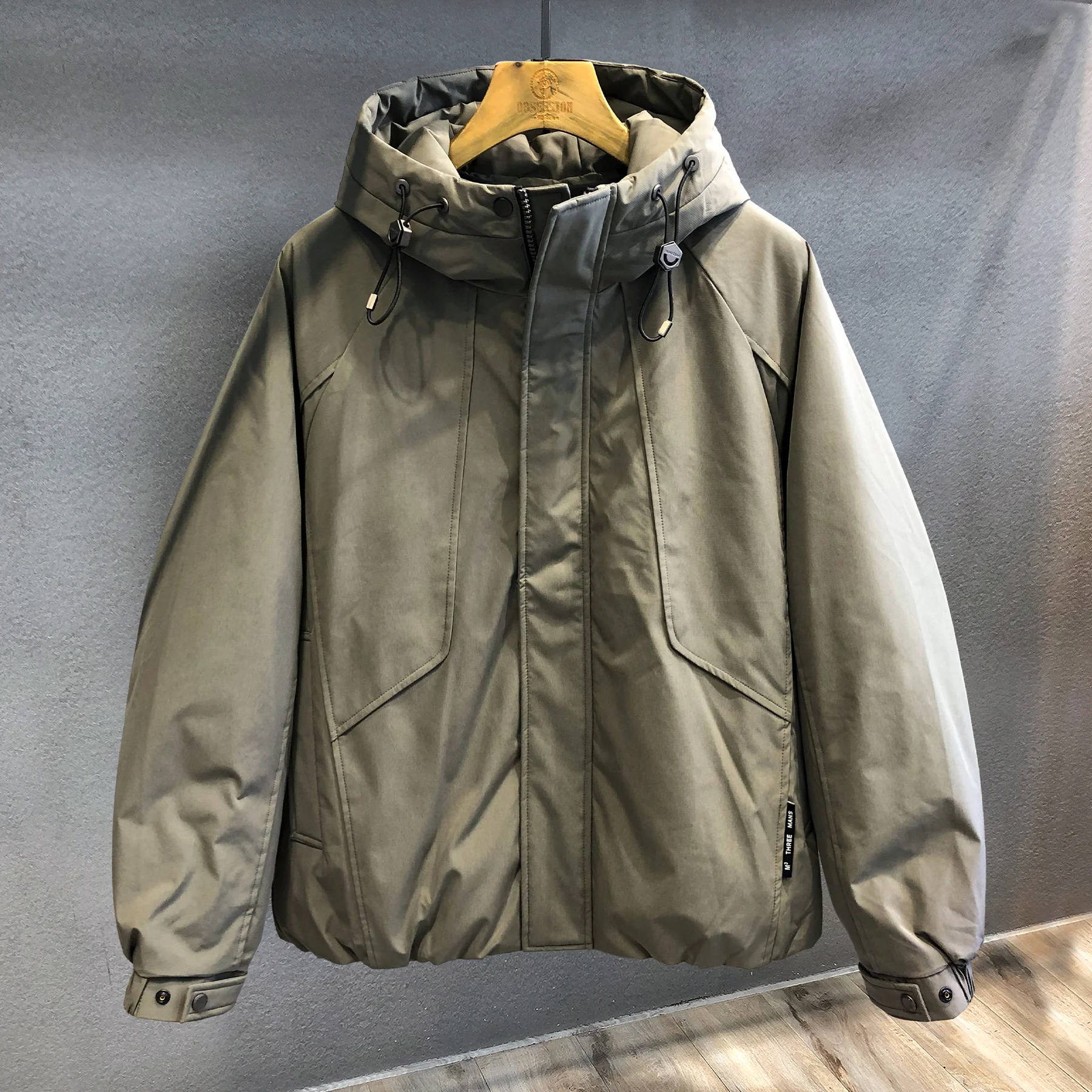 

Men's Thiened down Jaet Outdoor Windproof Warmth Workwear Du down Parka Youth Casual Sle 3D Design Zipper Closure o...