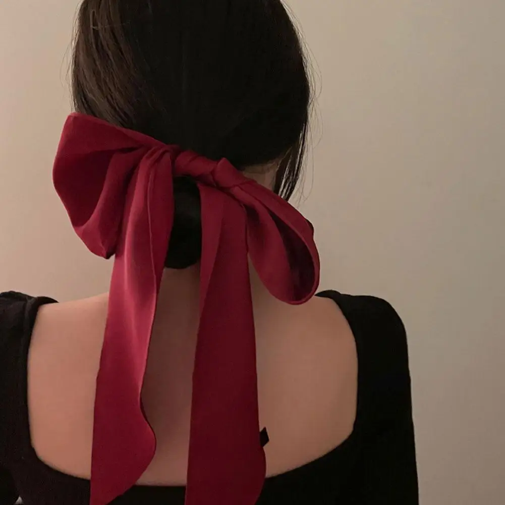 Solid Color Women Narrow Long Scarf Long Neckerchief Skinny Ribbon Headband Choker Chiffon Silk Satin Hair Scrunchies Hair Scarf