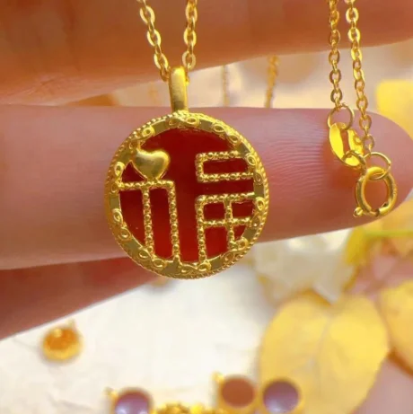 18k gold best wishes pendants rea agate pendant