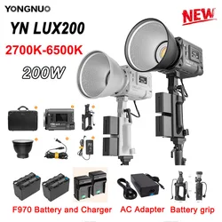 YONGNUO LUX200 YNLUX200 200W 2700K-6500K Bowens Mount Handheld Outdoor LED Light with Battery Handle Power Adapter Softbox