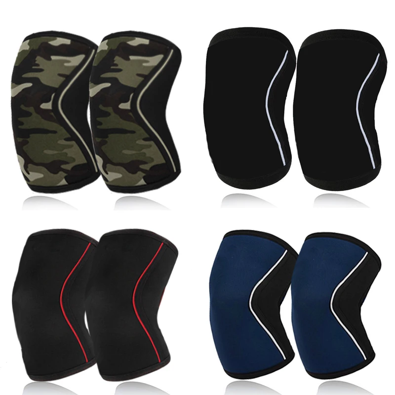 (S-2XL)1 Pair 7mm Neoprene Sports Kneepads Compression Leg Sleeves Weightlifting Pressured Crossfit Training Knee Pads Support