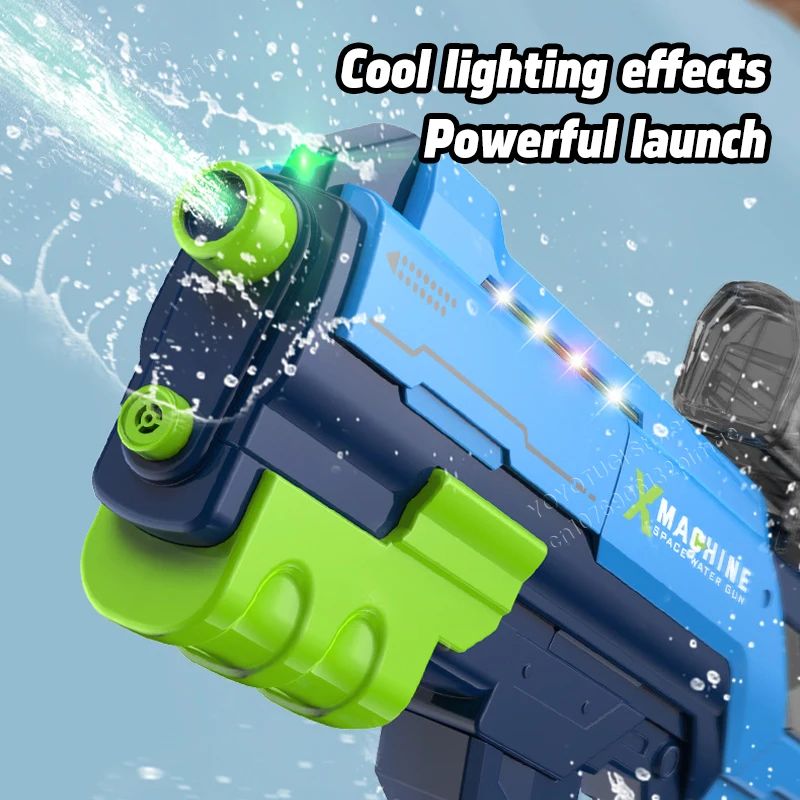 Summer Electric Continuous Water Gunner Self Integrated Large Capacity Water Gun with Light Outdoor Children's Water Playing Toy