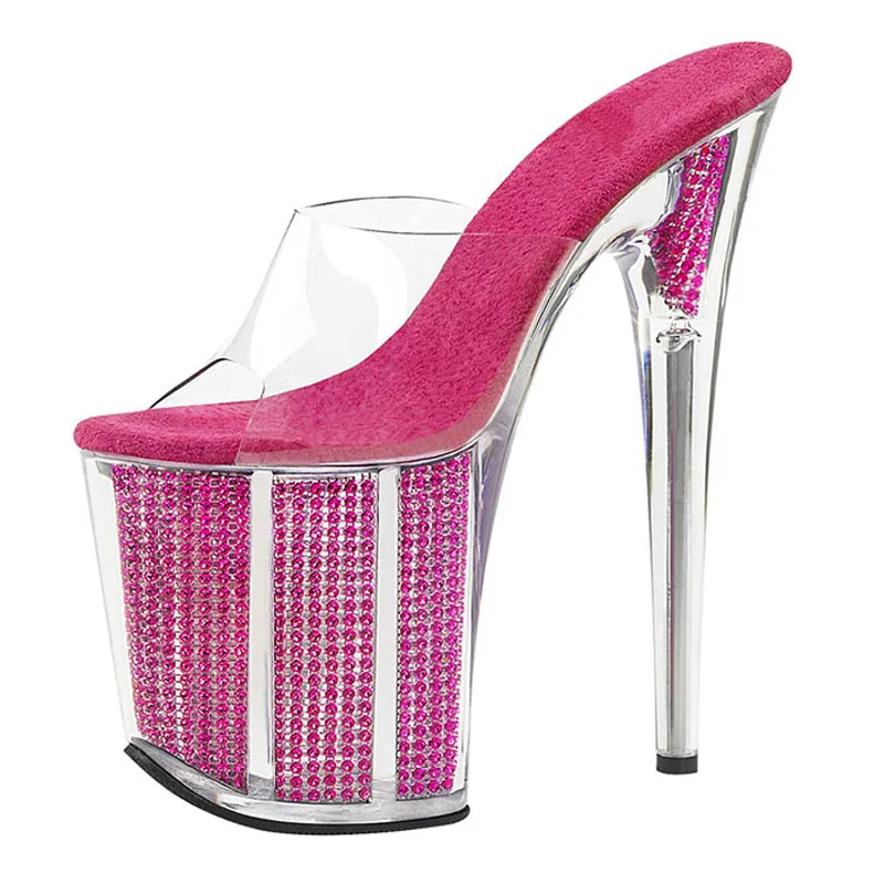 

LAIJIANJINXIA/Новые пикантные экзотические туфли из ПВХ для танцев на шесте, летние женские тапочки на высоком каблуке 20 см, размер 34-46 E227