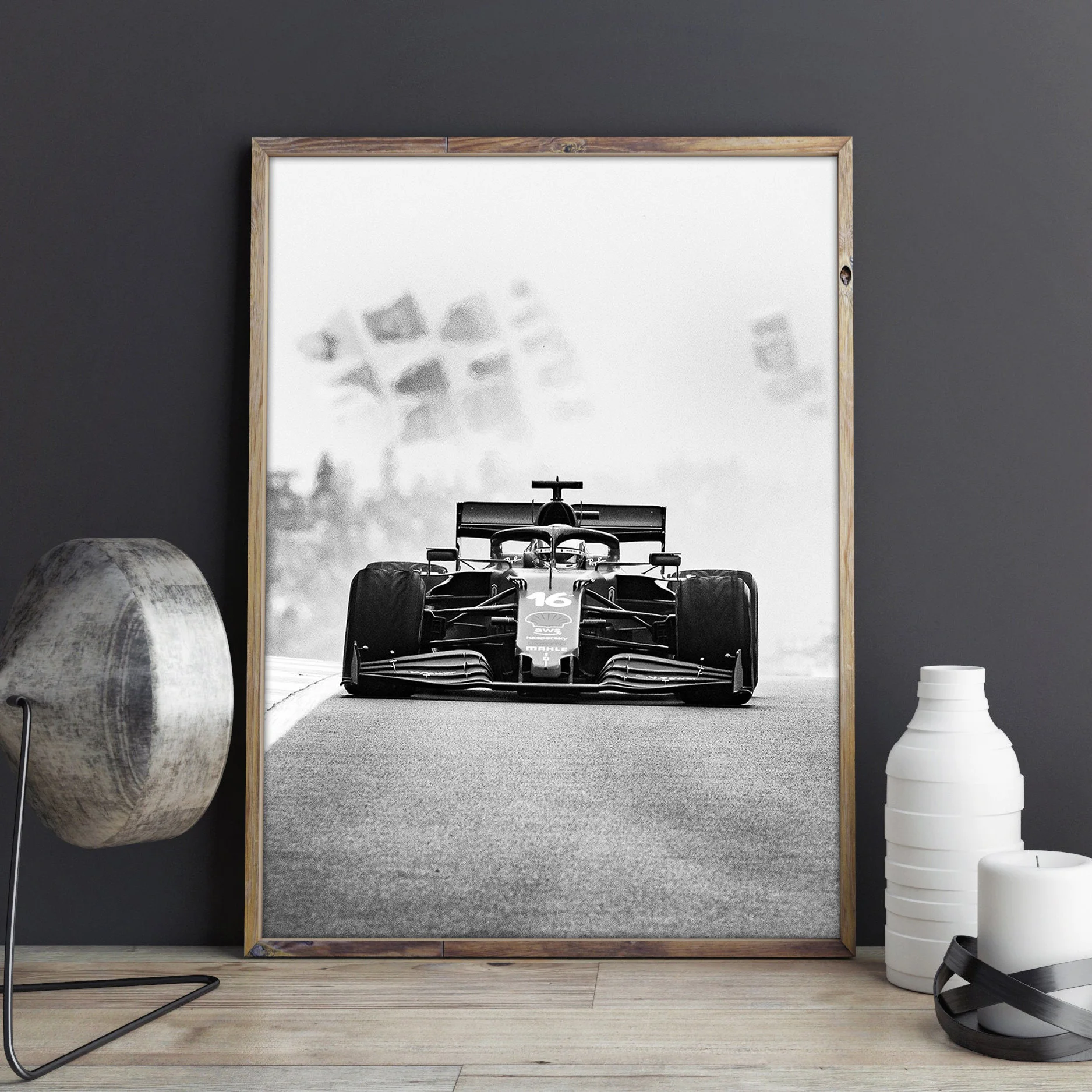 

Black and White Racing Car F1 Poster Formula 1 Classic Car Canvas Print Vintage Poster for Home Decor Wall Art Decor Frameless