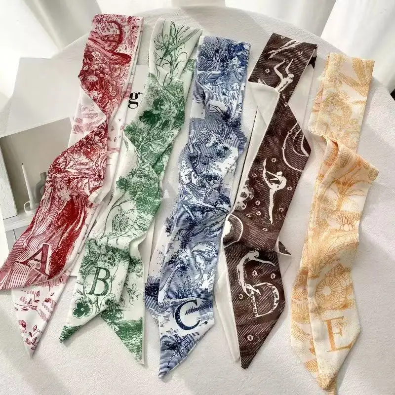 26 English letters Bag Scarf New Small Skinny Scarf Women Luxury Brand Women Tie Fashion Head Scarves For Ladies