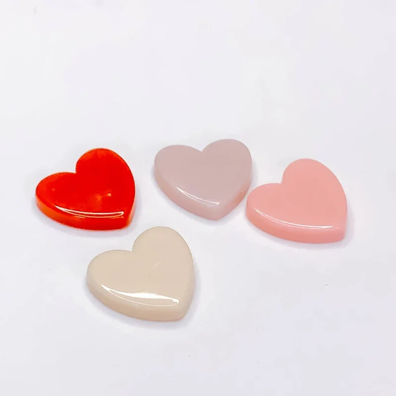 Resin Plastic Flat Back Heart Shape Pendant Earring Accessories Jewelry Component Diy Handmade Material 10pcs