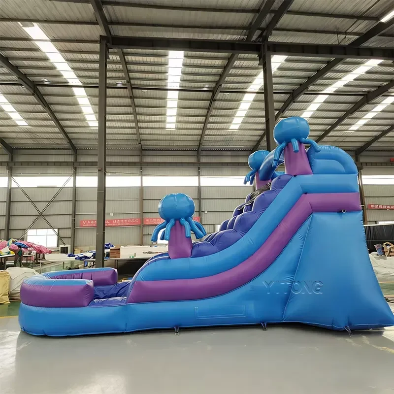 Inflatable Bouncer Slide Kids Water Slide Blue Octopus Inflatable Water Slide for Family