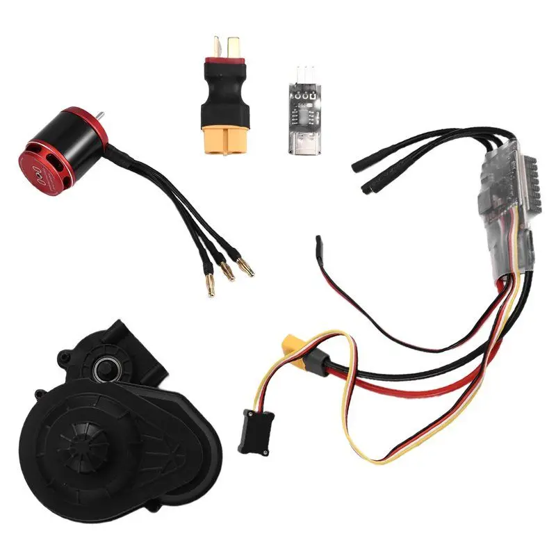 ABUM-AM32 80A ESC 3542 Outrunner Brushless Motor With Black Gearbox For 1/10 RC Crawler Car SCX10 TRX4 TRX6 Programmed 1850KV