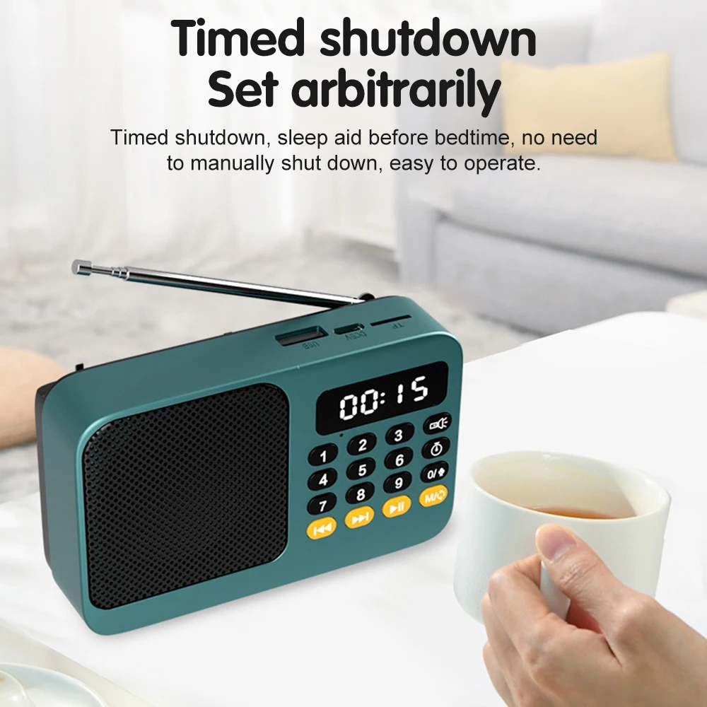 Tragbares FM-Radio, Bluetooth 5.0-Lautsprecher, TF-Karte, U-Disk, MP3-Player, Aufnahme mit einer Taste, 3,5-mm-Kopfhöreranschluss, Outdoor-Audio-Player – Detail 3