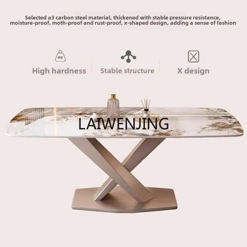 SGF Rock slab Esstisch und Stuhl-Kombination, einfacher, leichter, luxuriöser rechteckiger Esstisch