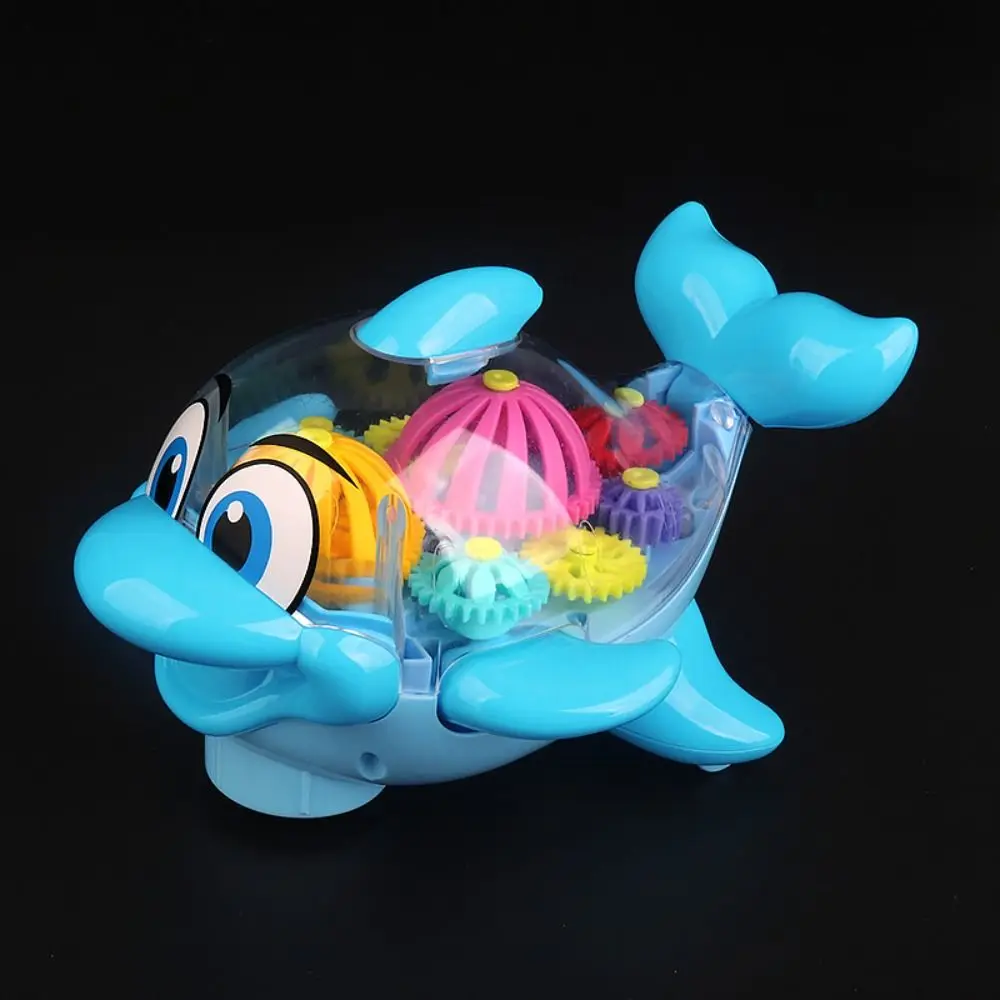 LED Light Up Dolphin Toy Light Music Electric Mechanical Gear Sea Creature Toy Learning Realistic Simulation Sea Animal Toy